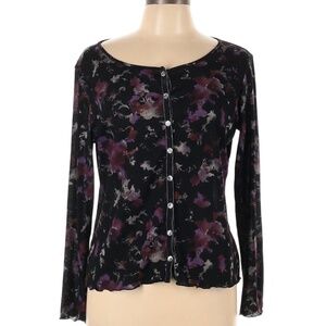 J.Jill large petite semi-sheer purple and black top